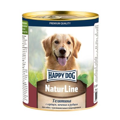 Happy Dog - Консервы для собак, Телятина с сердцем, печенью и рубцом, 970гр