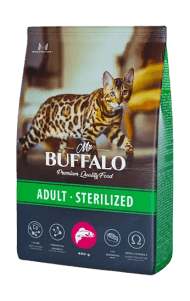 Mr.Buffalo Sterilised - Сухой корм для стерилизованных кошек, с Лососем