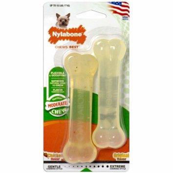 Nylabone - Косточка умеренно-жесткая - 2 шт курица/без запаха)