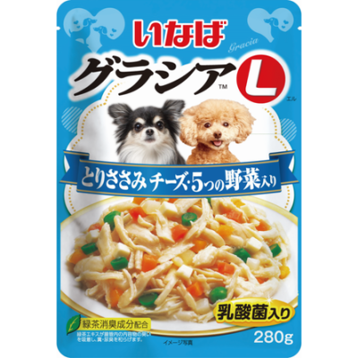 Inaba Gracia - Консервы для собак, Куриное филе с Сыром и Овощами, в желе, 280 гр