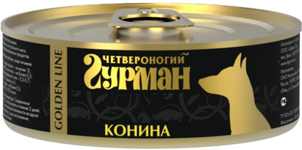 Четвероногий Гурман &amp;quot;Золотая серия&amp;quot; консервы для собак с кониной в желе