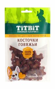 TiTBiT - Лакомство для собак мини пород, Косточки Говяжьи, 100 гр