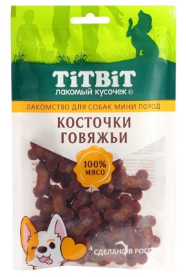 TiTBiT - Лакомство для собак мини пород, Косточки Говяжьи, 100 гр TiTBiT - Лакомство для собак мини пород, Косточки Говяжьи, 100 гр
