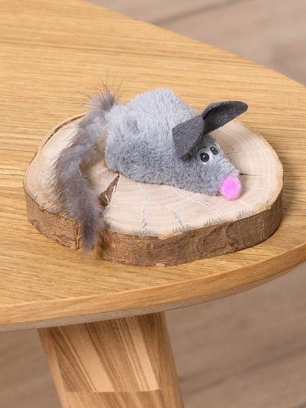 PetSHOP - Игрушка для кошек с хвостом из натуральной норки, серая