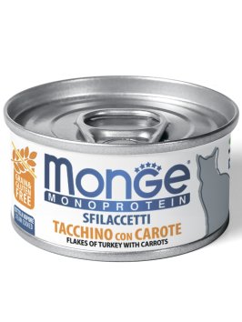 Monge Monoprotein (Монопротеин) - Мясные хлопья для кошек из индейки с морковью 80 г