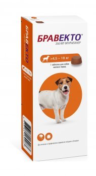 Intervet Бравекто - Жевательная таблетка от блох и клещей для собак от 4,5-10 кг