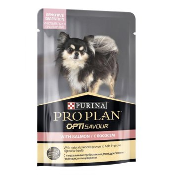 Pro Plan OptiSavour - Паучи для собак с чувствительным пищеварением, с лососем 85гр