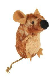 Trixie Игрушка для кошек "Мышка", 8 см, с пищалкой, плюш, коричневый