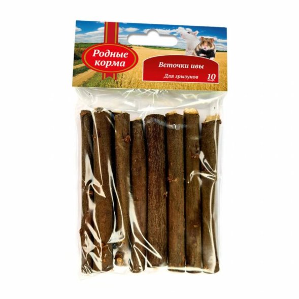Родные Корма - Лакомства веточки ивы для грызунов, 10шт х 10см, 35г