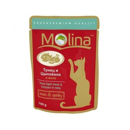 Molina - Паучи для Кошек с тунцом и цыпленком в желе 100 гр