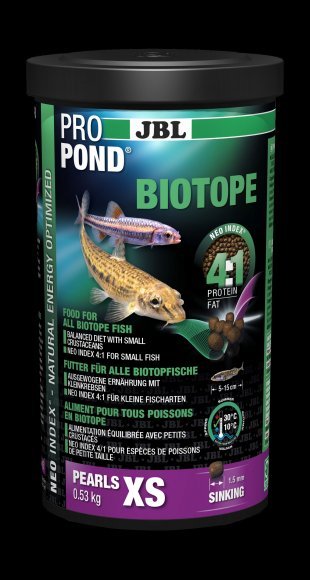 JBL ProPond Biotope XS - Основной корм в форме мелких гранул для любых биотопных рыб очень маленького размера, 0,53 кг (1 л)