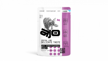 AJO Cat Delicate Taste - Пауч для привередливых кошек и котят, кусочки в соусе, 85 г