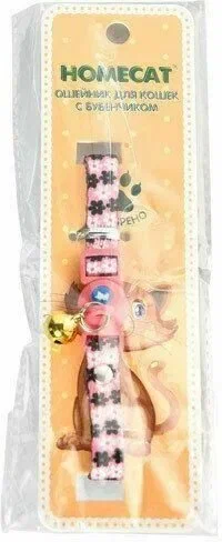 Homecat - Ошейник цветы для кошек с бубенчиком, розовый, 20–30 см