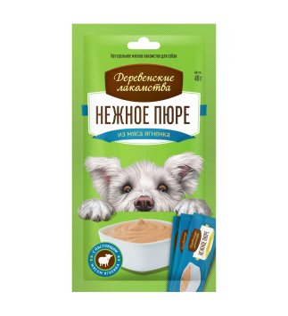 Деревенские Лакомства - Лакомства для собак, нежное пюре из мяса ягненка 