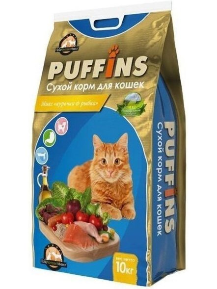 Puffins - Курочка и рыбка - сухой корм для кошек
