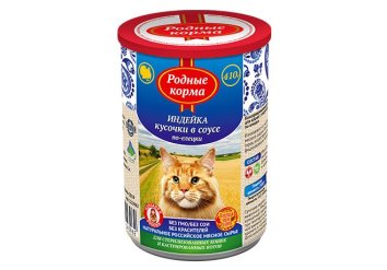 Родные Корма - Полнорационный консервированный корм для кошек, с индейкой кусочки в соусе по-елецки 410 гр