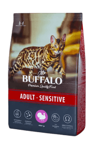 Mr.Buffalo Adult Sensitive - Сухой корм для взрослых кошек с чувствительным пищеварением, с Индейкой