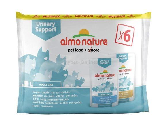 Almo Nature - PFC Urinary - Набор паучей для профилактики мочекаменной болезни, с рыбой и курицей, 6шт. по 70гр.