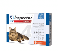 Inspector Quadro - Капли на холку для кошек 8-15 кг, от глистов, насекомых, клещей, 1.5 мл