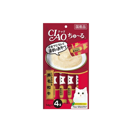 Inaba Ciao Churu - Пюре для кошек, куриное филе и говядина, 14 гр х 4 шт
