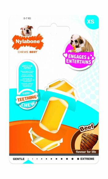 Nylabone - Игрушка для собак, Жевательная косточка для щенков, Аромат Говядины, XS