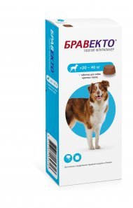 Intervet Бравекто - Жевательная таблетка от блох и клещей для собак от 20-40 кг