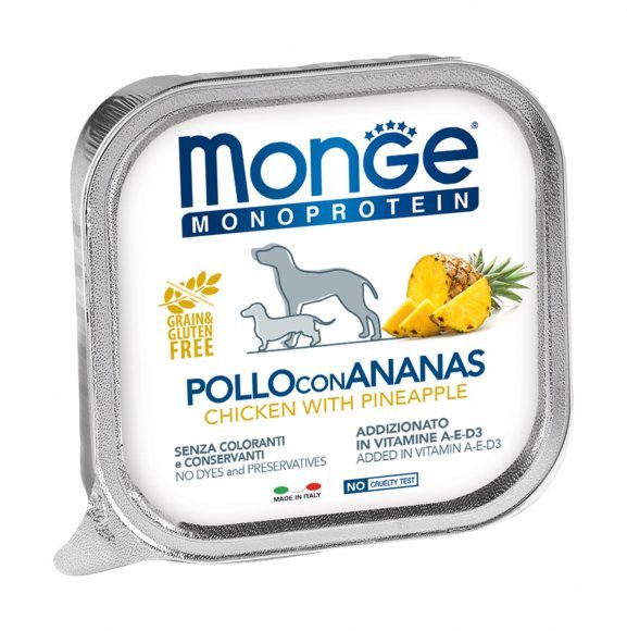 Monge Dog Monoprotein Fruits - Консервы для собак паштет из курицы с ананасом 150г
