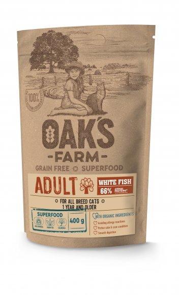 Oak's Farm White Fish - Сухой корм для взрослых кошек, с белой рыбой