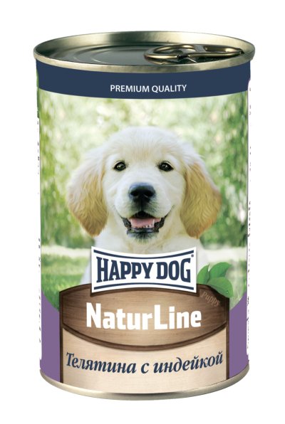 Happy Dog - Консервы для щенков, Телятина с индейкой, 410гр