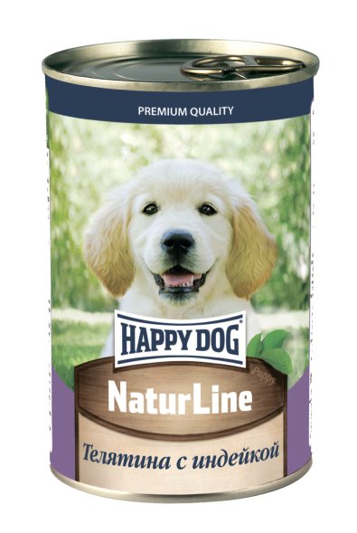 Happy Dog - Консервы для щенков, Телятина с индейкой, 410гр