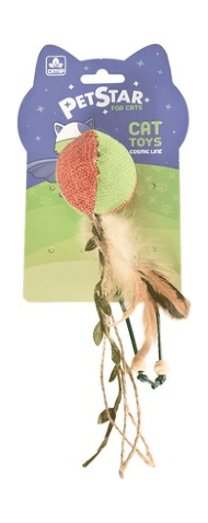 Pet Star - Игрушка для кошек, Мячик с мятой и перьями, 19*14.5 см, Текстиль