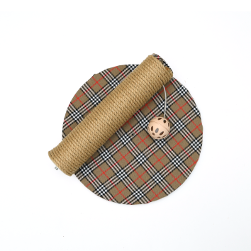 PetSHOP - Когтеточка-столбик, в клетку с шариком 29x29x32 см джут, ткань рогожка