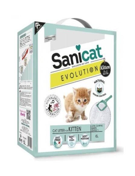 15894.580 SaniCat Evolution Kitten - Komkyushiisya napolnitel dlya kotyat 5,2kg kypit v zoomagazine «PetXP» SaniCat Evolution Kitten - Комкующийся наполнитель для котят 5,2кг
