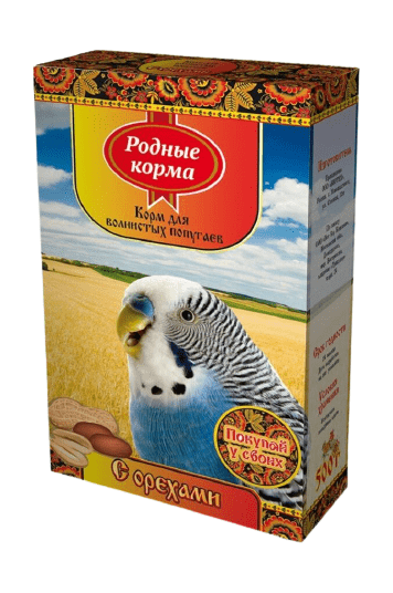 Родные Корма - Корм для волнистых попугаев с орехами 500г