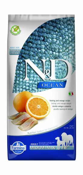 Farmina ND Ocean - Сухой корм для собак средних и крупных пород, с треской и апельсинами