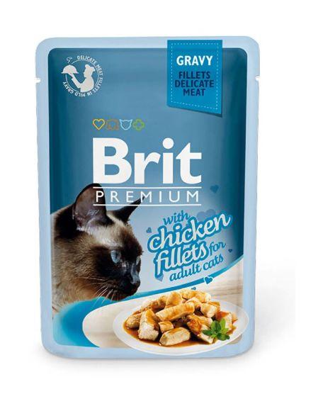 Brit Premium Chiсken - Паучи для кошек: кусочки из куриного филе в соусе 85 г