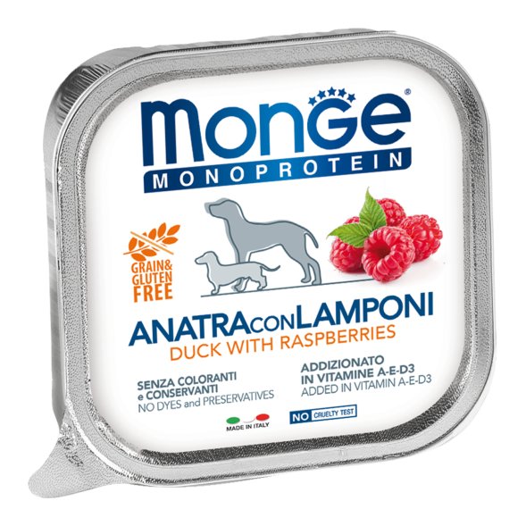 Monge Monoprotein (Монопротеин) - Консервы для собак паштет из утки с малиной 150 г