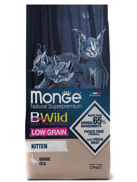 Monge BWild- низкозерновой корм из мяса гуся для котят 1,5 кг