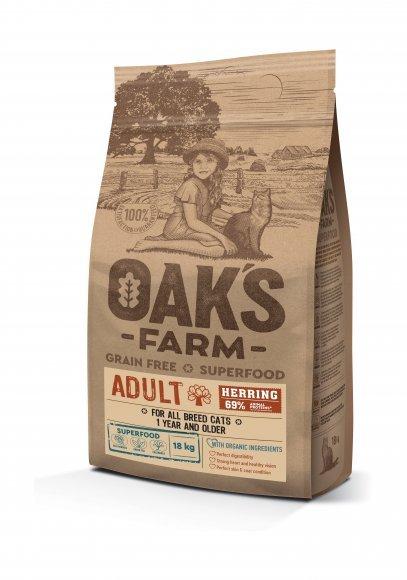 22109.580 Oak's Farm Herring - Syhoi korm dlya vzroslih koshek, s seldu kypit v zoomagazine «PetXP» Oak's Farm Herring - Сухой корм для взрослых кошек, с сельдью
