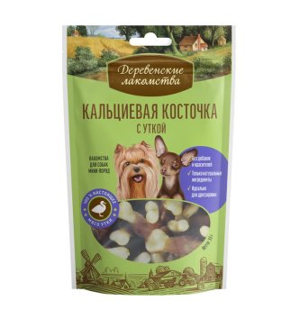 Деревенские Лакомства - Кольцевая косточка с уткой для собак мини пород 55гр