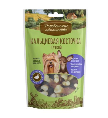 Деревенские Лакомства - Кольцевая косточка с уткой для собак мини пород 55гр Деревенские Лакомства - Кольцевая косточка с уткой для собак мини пород 55гр