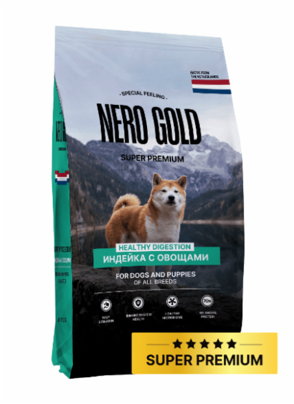 Nero Gold - супер-премиум- Сухой корм для собак и щенков всех возрастов, с мясом индейки и овощами