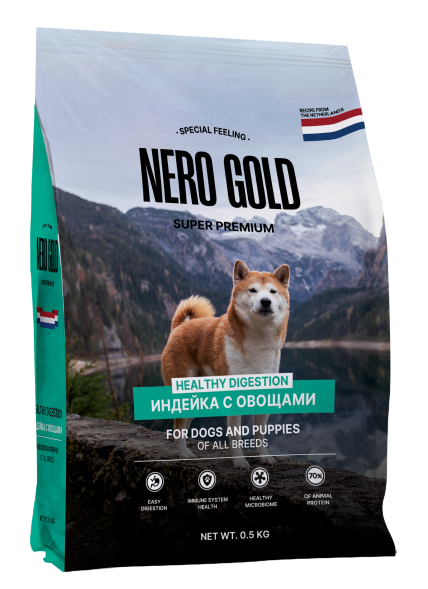 Nero Gold - супер-премиум- Сухой корм для собак и щенков всех возрастов, с мясом индейки и овощами