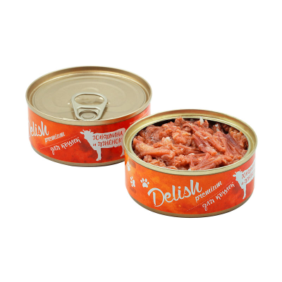 Delish - Влажный корм для взрослых кошек с говядиной и ягненком, 100гр