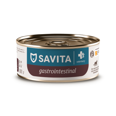 Savita Vet Gastrointestinal - Ветеринарный диетический влажный корм для взрослых кошек при расстройствах пищеварения, 100 г Savita Vet Gastrointestinal - Ветеринарный диетический влажный корм для взрослых кошек при расстройствах пищеварения, 100 г